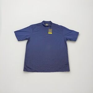 Greg Norman Play Dry Mock Neck Short Sleeve Golf Shirt XXL Blue Old Style Beer